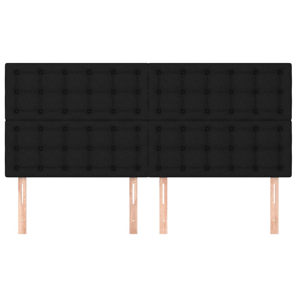 Hoofdbord zwart 200x5x118/128 cm stof is nu te koop bij PeponiXL, paradijselijk wonen!