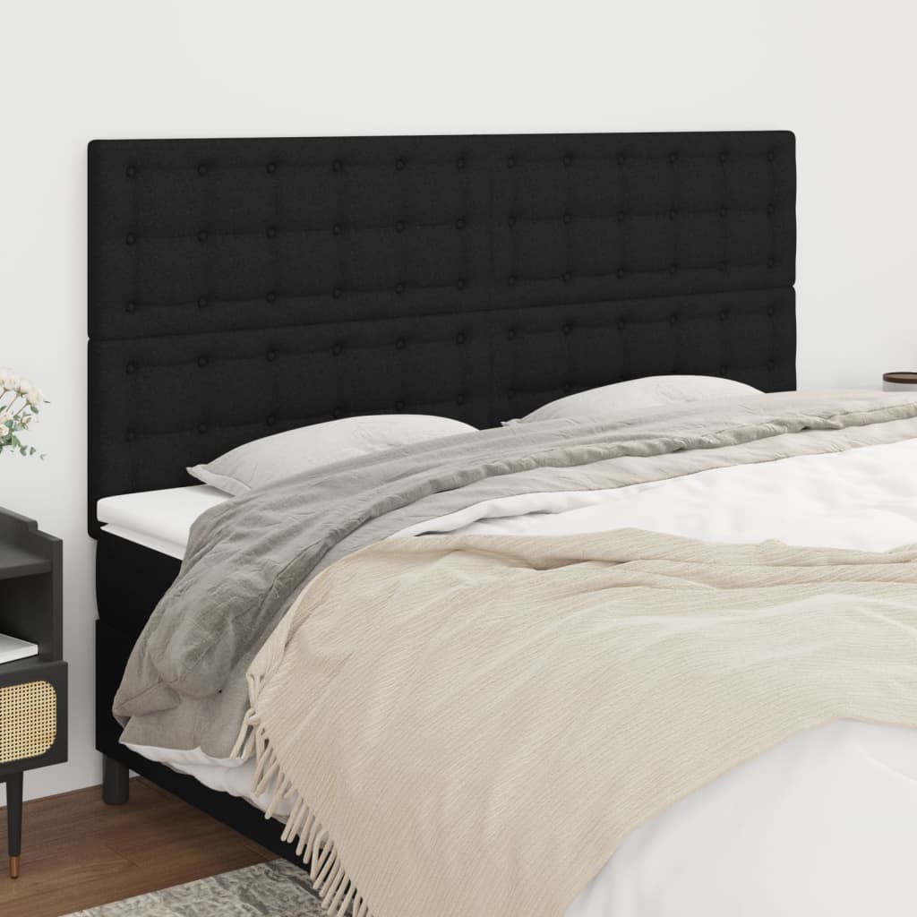 Hoofdbord zwart 200x5x118/128 cm stof is nu te koop bij PeponiXL, paradijselijk wonen!