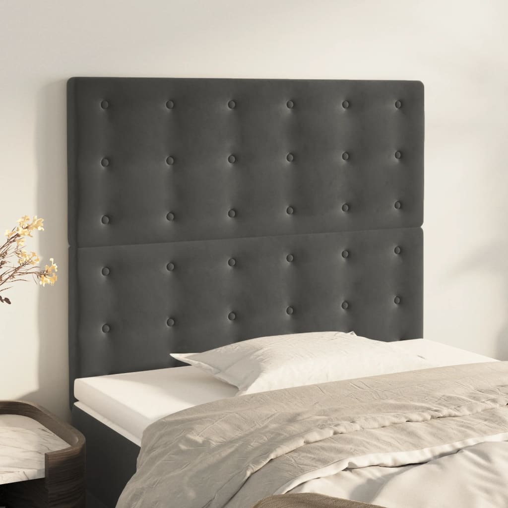 Hoofdbord donkergrijs 80x5x118/128 cm Fluweel is nu te koop bij PeponiXL, paradijselijk wonen!