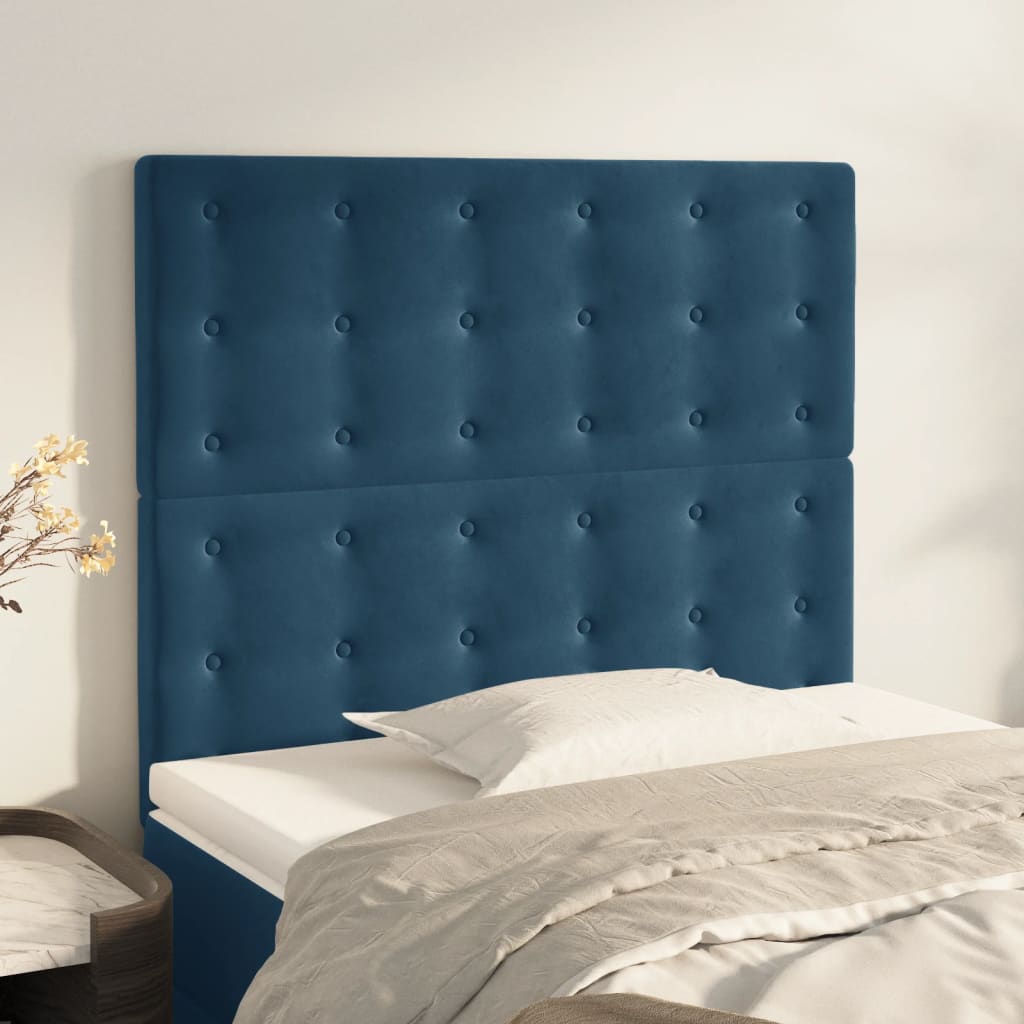 Hoofdbord donkerblauw 80x5x118/128 cm fluweel is nu te koop bij PeponiXL, paradijselijk wonen!