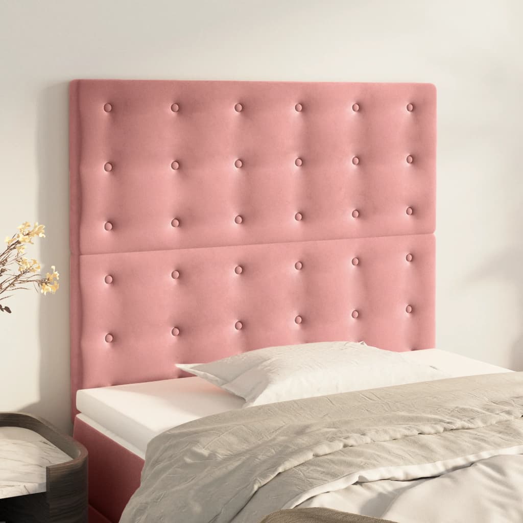 Hoofdbord roze 100x5x118/128 cm fluweel is nu te koop bij PeponiXL, paradijselijk wonen!