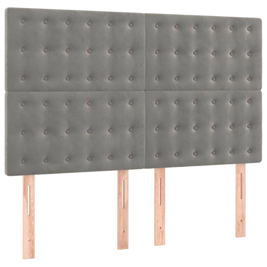 Hoofdbord lichtgrijs 144x5x118/128 cm fluweel is nu te koop bij PeponiXL, paradijselijk wonen!