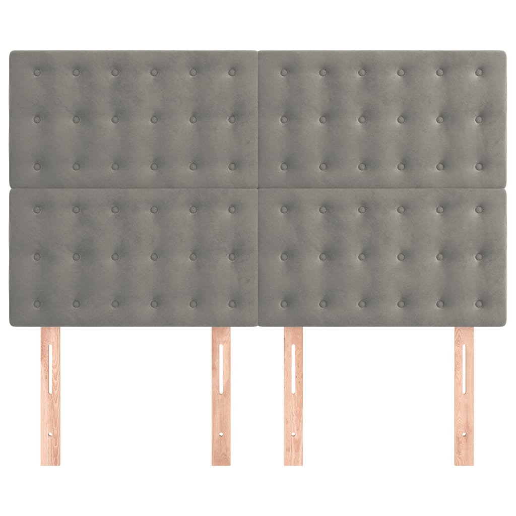 Hoofdbord lichtgrijs 144x5x118/128 cm fluweel is nu te koop bij PeponiXL, paradijselijk wonen!