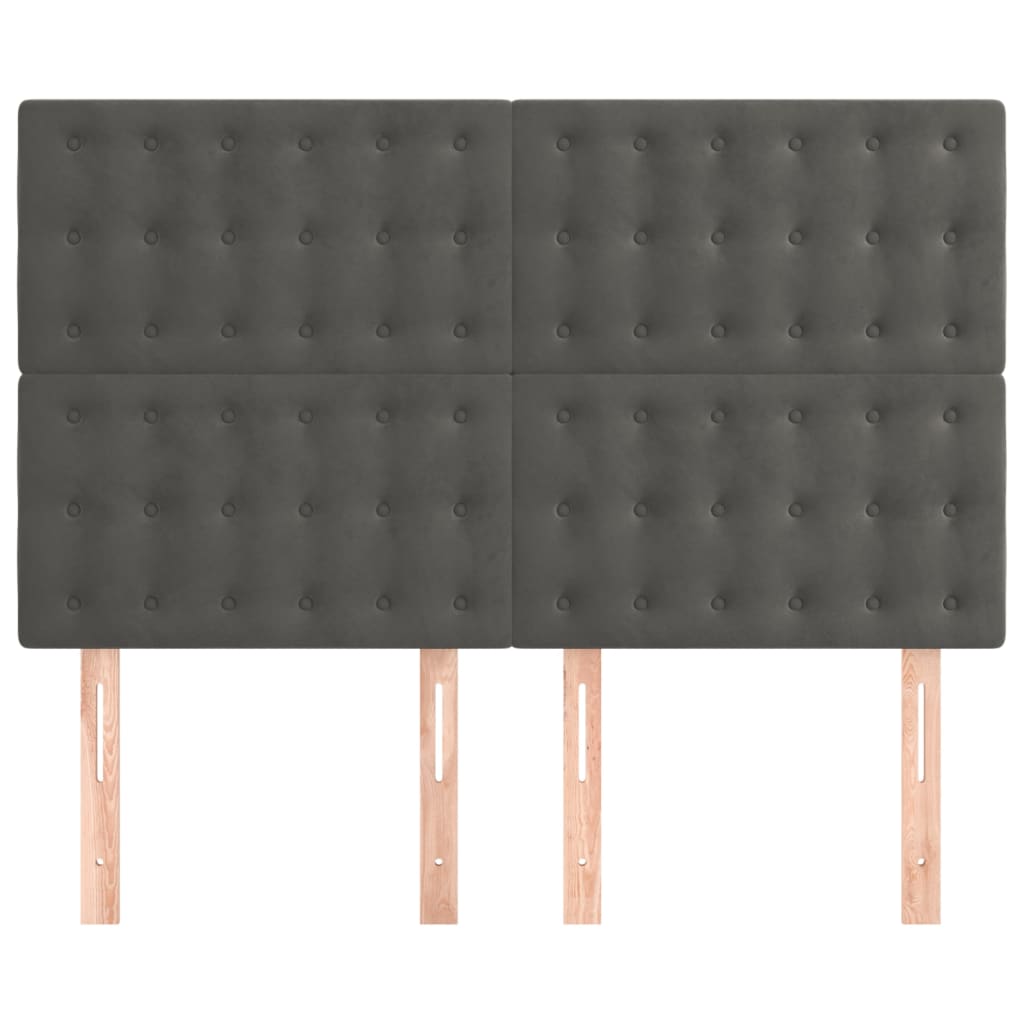Hoofdbord donkergrijs 144x5x118/128 cm Fluweel is nu te koop bij PeponiXL, paradijselijk wonen!