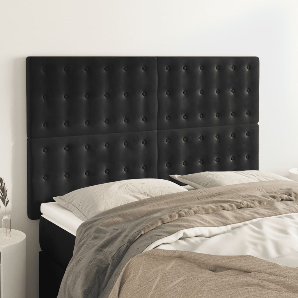 Hoofdbord zwart 144x5x118/128 cm fluweel is nu te koop bij PeponiXL, paradijselijk wonen!