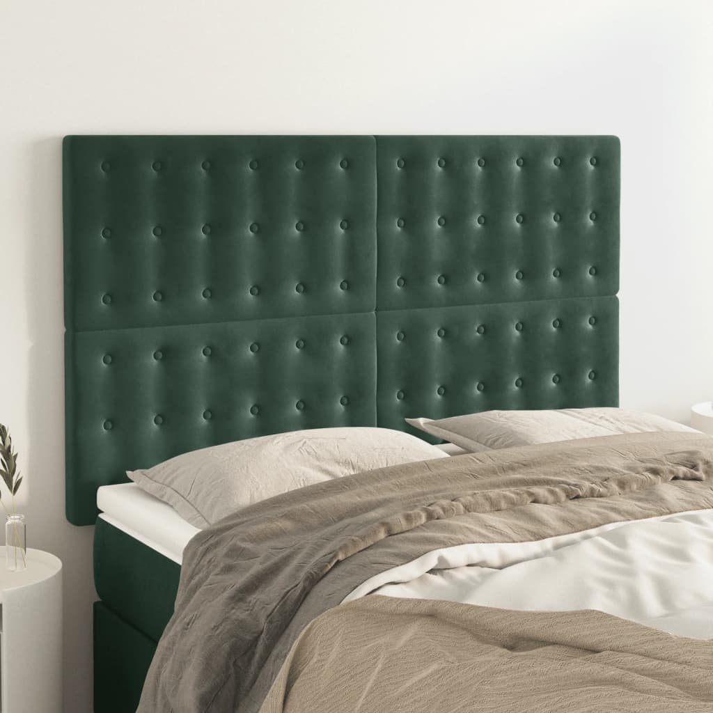 Hoofdbord donkergroen 144x5x118/128 cm fluweel is nu te koop bij PeponiXL, paradijselijk wonen!
