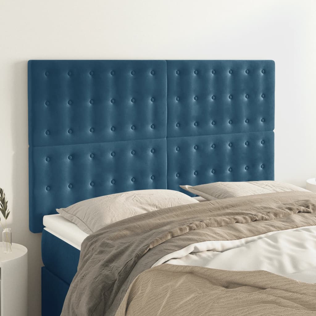 Hoofdbord donkerblauw 144x5x118/128 cm fluweel is nu te koop bij PeponiXL, paradijselijk wonen!