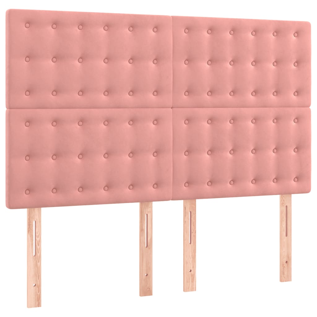 Hoofdbord roze 144x5x118/128 cm fluweel is nu te koop bij PeponiXL, paradijselijk wonen!