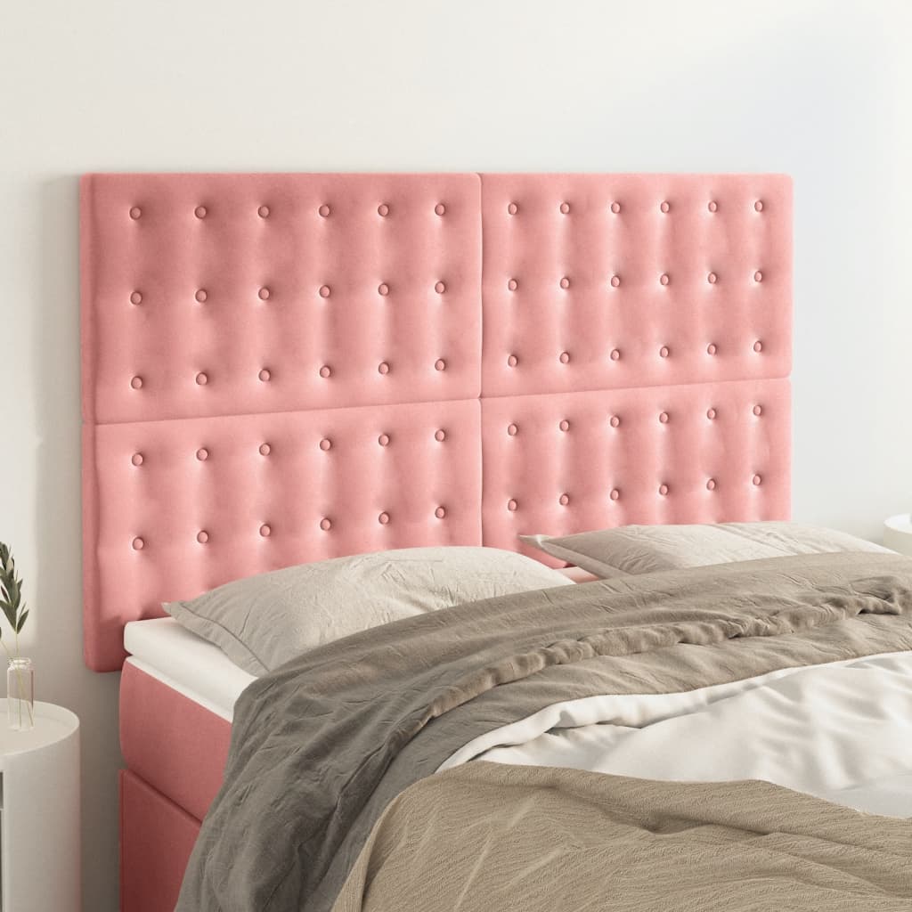 Hoofdbord roze 144x5x118/128 cm fluweel is nu te koop bij PeponiXL, paradijselijk wonen!