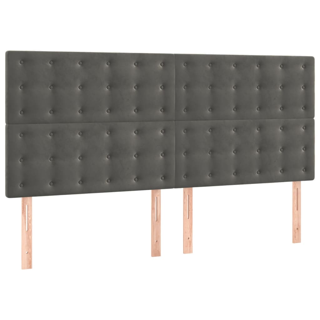 Hoofdbord donkergrijs 160x5x118/128 cm Fluweel is nu te koop bij PeponiXL, paradijselijk wonen!