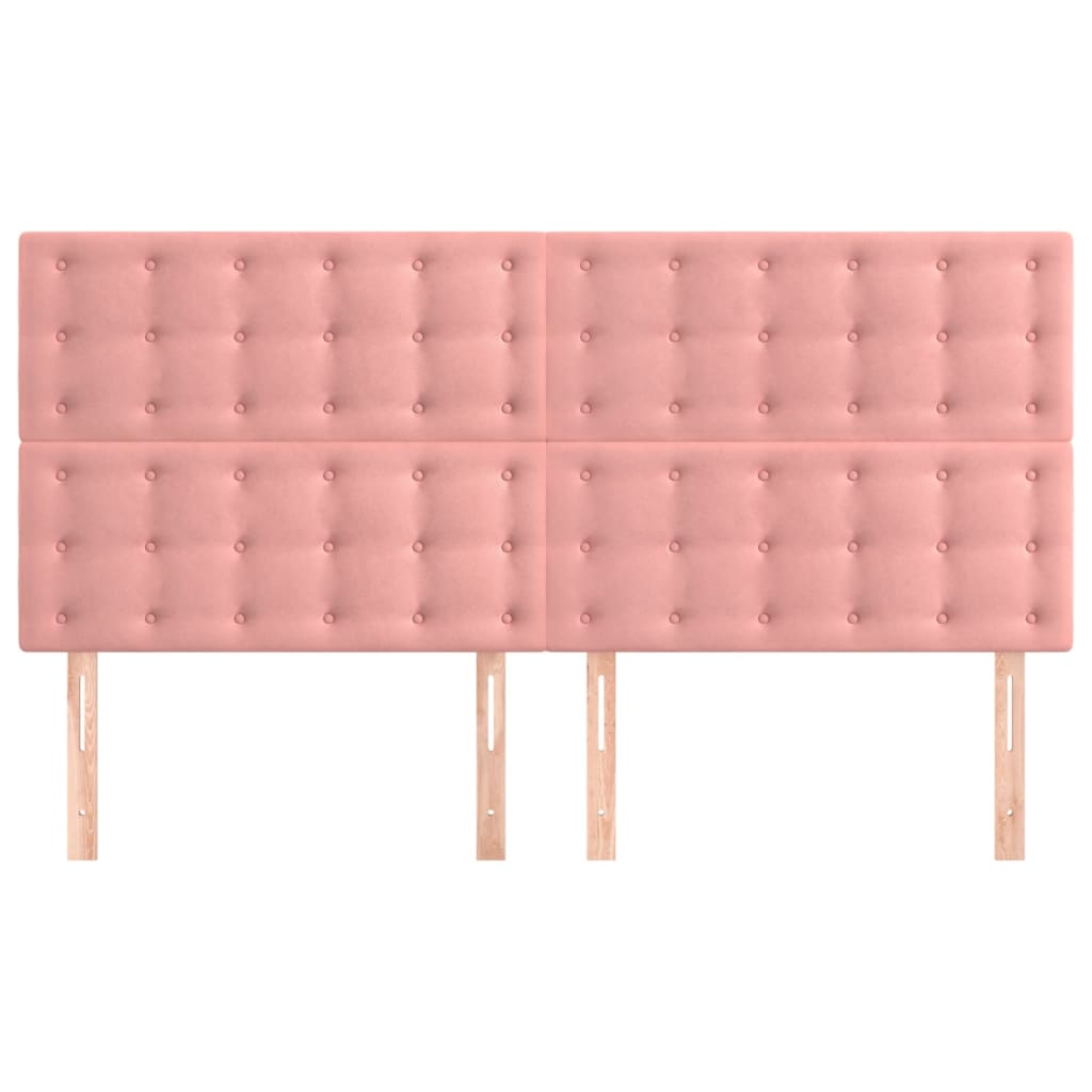Hoofdbord roze 160x5x118/128 cm fluweel is nu te koop bij PeponiXL, paradijselijk wonen!
