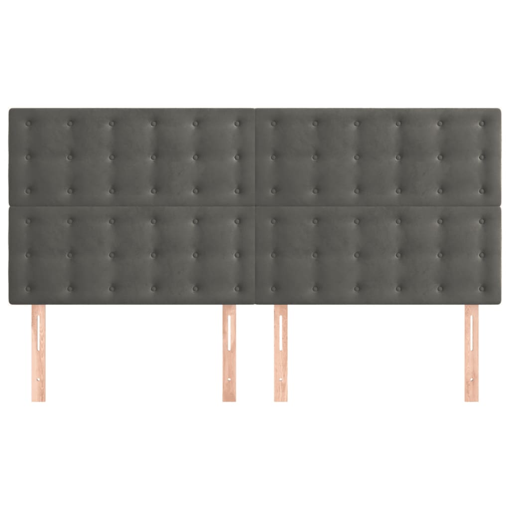 Hoofdbord donkergrijs 200x5x118/128 cm Fluweel is nu te koop bij PeponiXL, paradijselijk wonen!