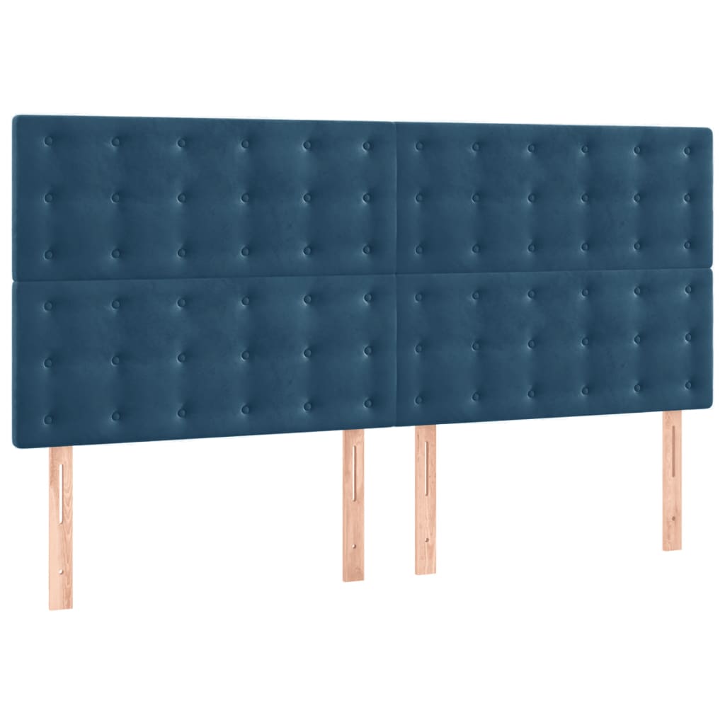 Hoofdbord donkerblauw 200x5x118/128 cm fluweel is nu te koop bij PeponiXL, paradijselijk wonen!
