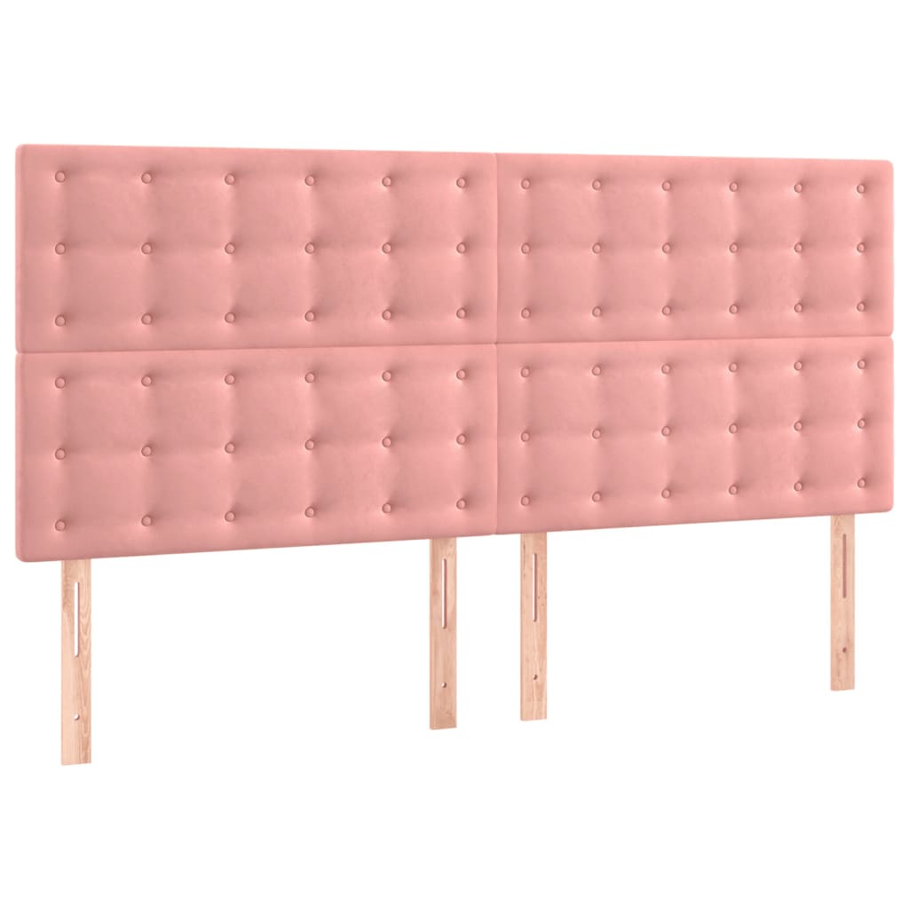 Hoofdbord roze 200x5x118/128 cm fluweel is nu te koop bij PeponiXL, paradijselijk wonen!