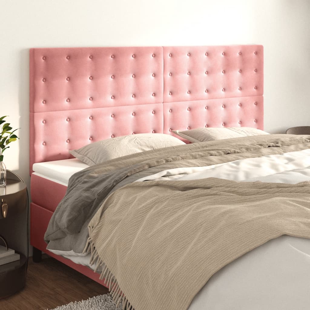 Hoofdbord roze 200x5x118/128 cm fluweel is nu te koop bij PeponiXL, paradijselijk wonen!