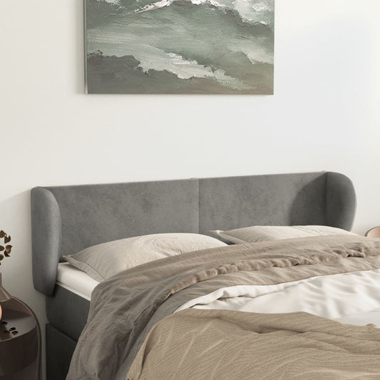 Hoofdbord met randen 147x23x78/88 cm fluweel lichtgrijs is nu te koop bij PeponiXL, paradijselijk wonen!