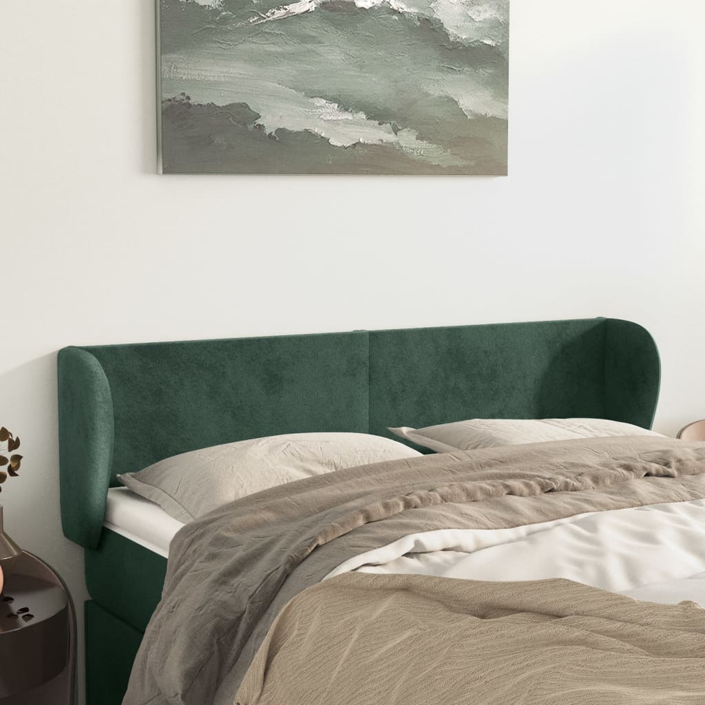 Hoofdbord met randen 147x23x78/88 cm fluweel donkergroen is nu te koop bij PeponiXL, paradijselijk wonen!