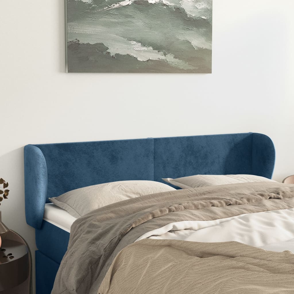 Hoofdbord met randen 147x23x78/88 cm fluweel donkerblauw is nu te koop bij PeponiXL, paradijselijk wonen!