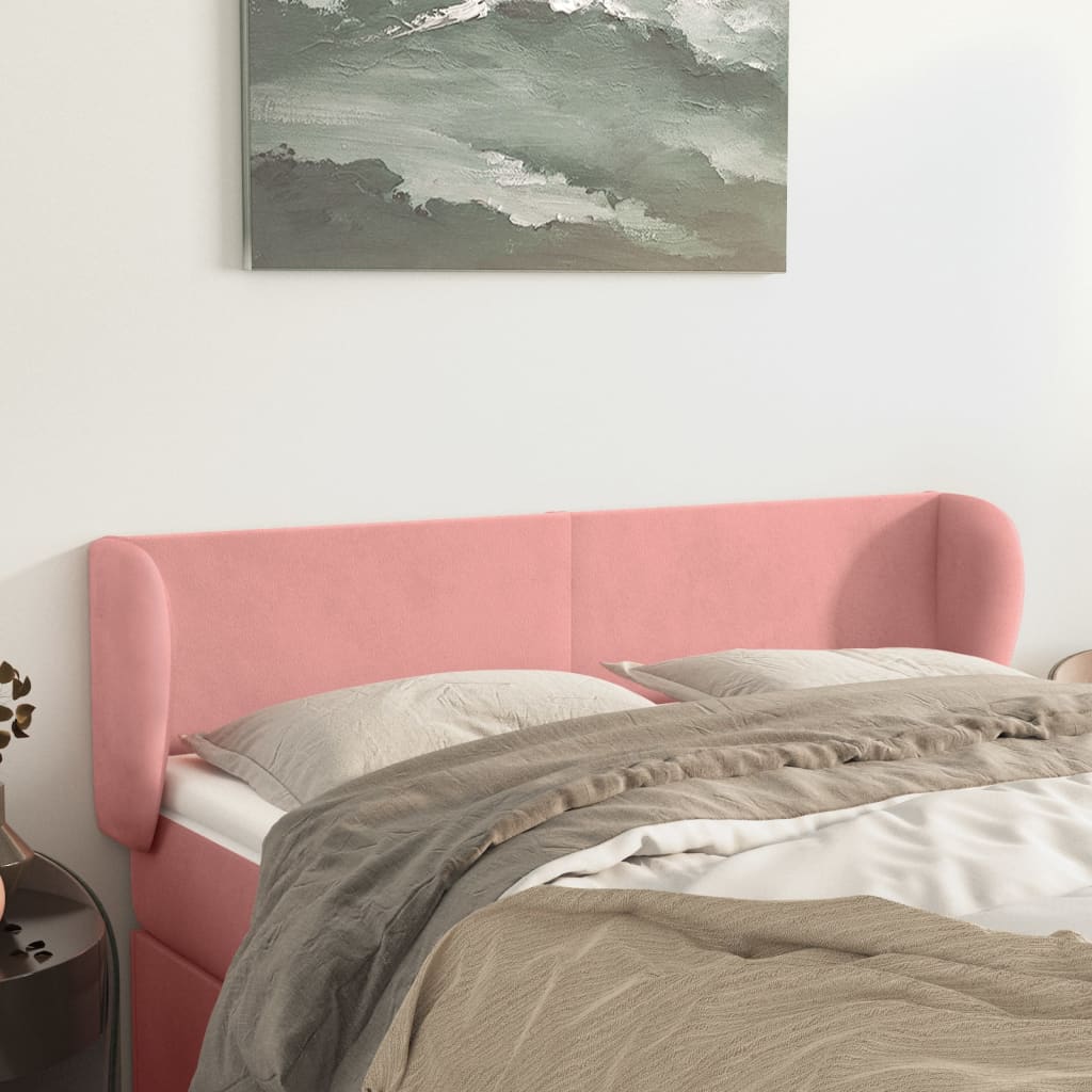Hoofdbord met randen 147x23x78/88 cm fluweel roze is nu te koop bij PeponiXL, paradijselijk wonen!