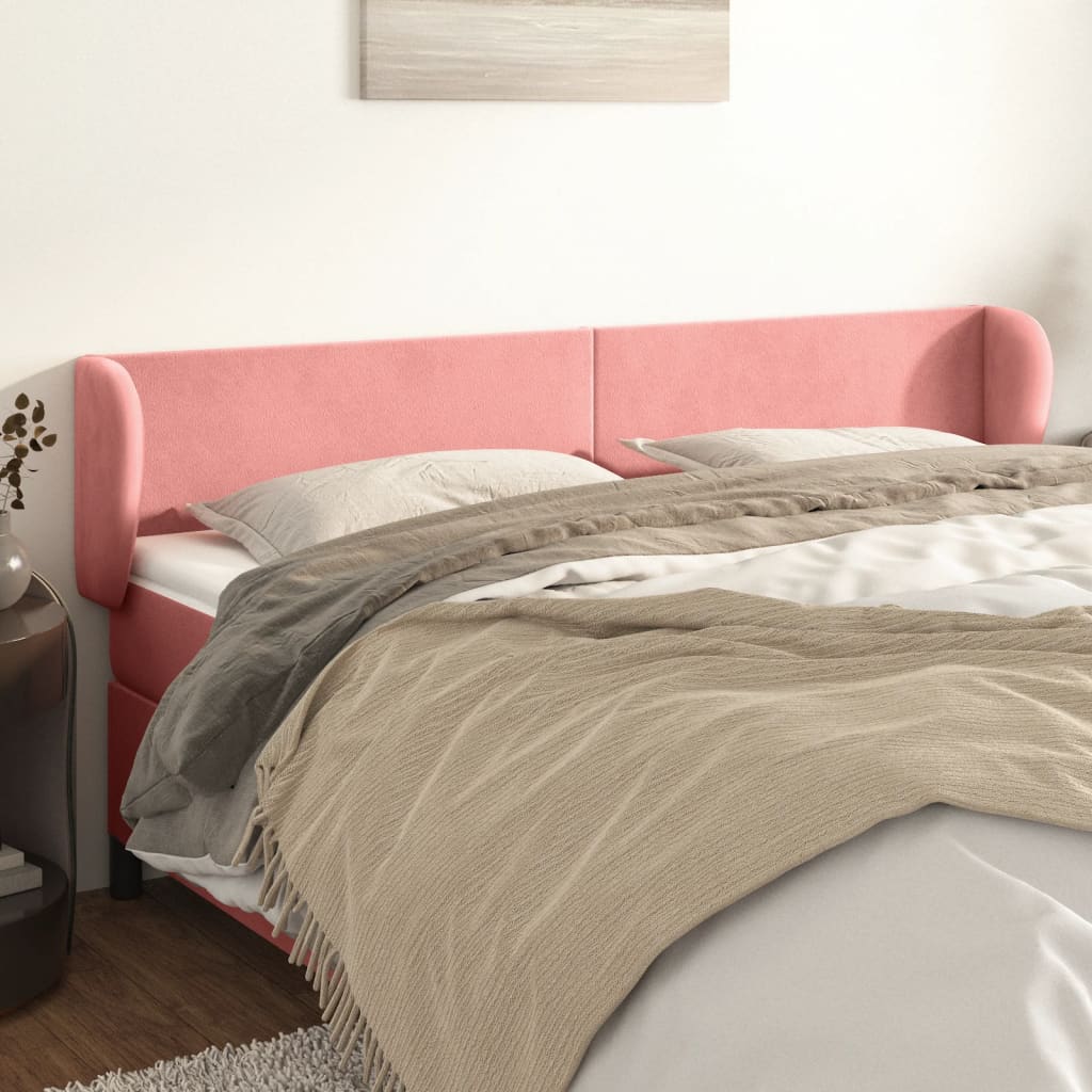 Hoofdbord met randen 163x23x78/88 cm fluweel roze is nu te koop bij PeponiXL, paradijselijk wonen!