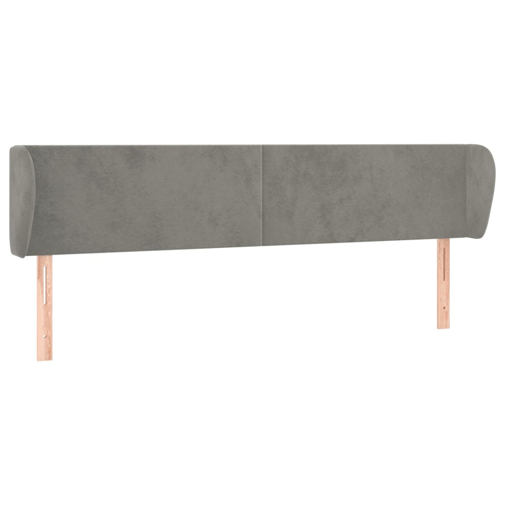 Hoofdbord met randen 183x23x78/88 cm fluweel lichtgrijs is nu te koop bij PeponiXL, paradijselijk wonen!