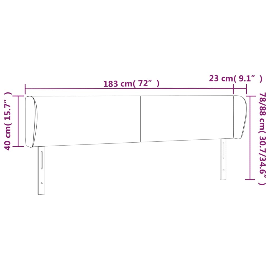 Hoofdbord met randen 183x23x78/88 cm fluweel roze is nu te koop bij PeponiXL, paradijselijk wonen!