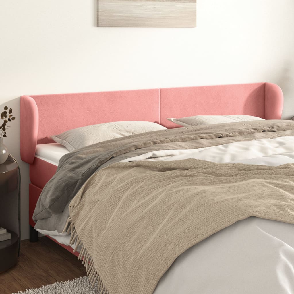 Hoofdbord met randen 183x23x78/88 cm fluweel roze is nu te koop bij PeponiXL, paradijselijk wonen!