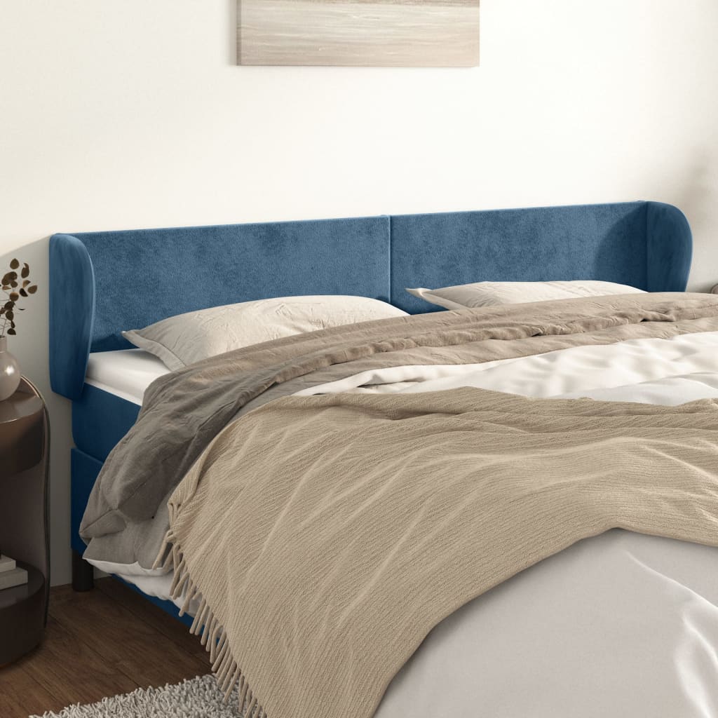 Hoofdbord met randen 203x23x78/88 cm fluweel donkerblauw is nu te koop bij PeponiXL, paradijselijk wonen!