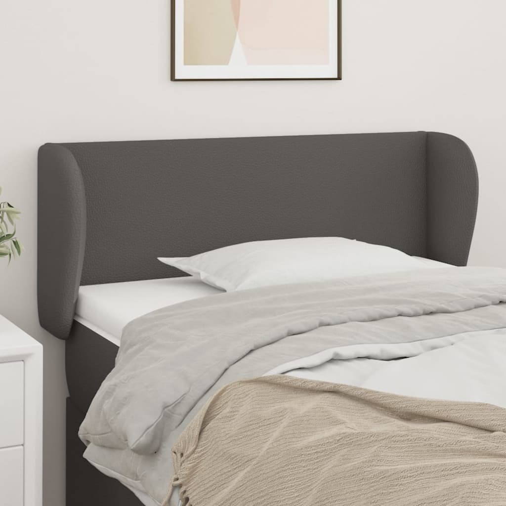 Hoofdbord met randen 93x23x78/88 cm kunstleer grijs is nu te koop bij PeponiXL, paradijselijk wonen!