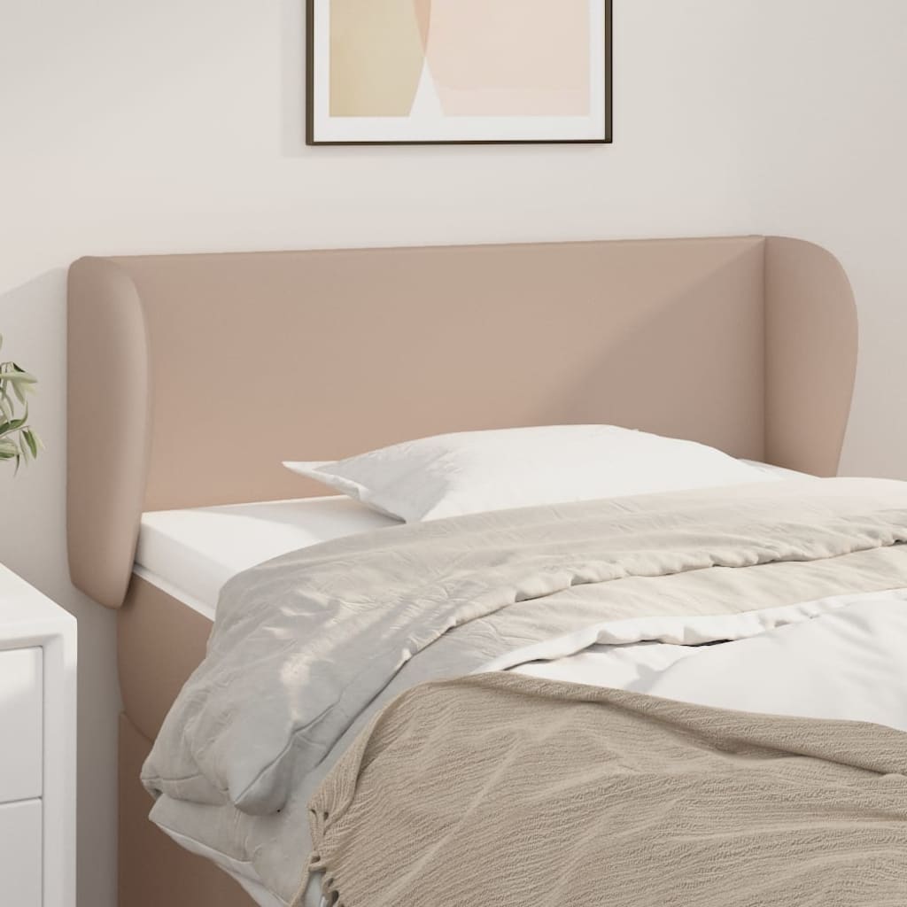 Hoofdbord met randen 93x23x78/88 cm kunstleer cappuccinokleur is nu te koop bij PeponiXL, paradijselijk wonen!