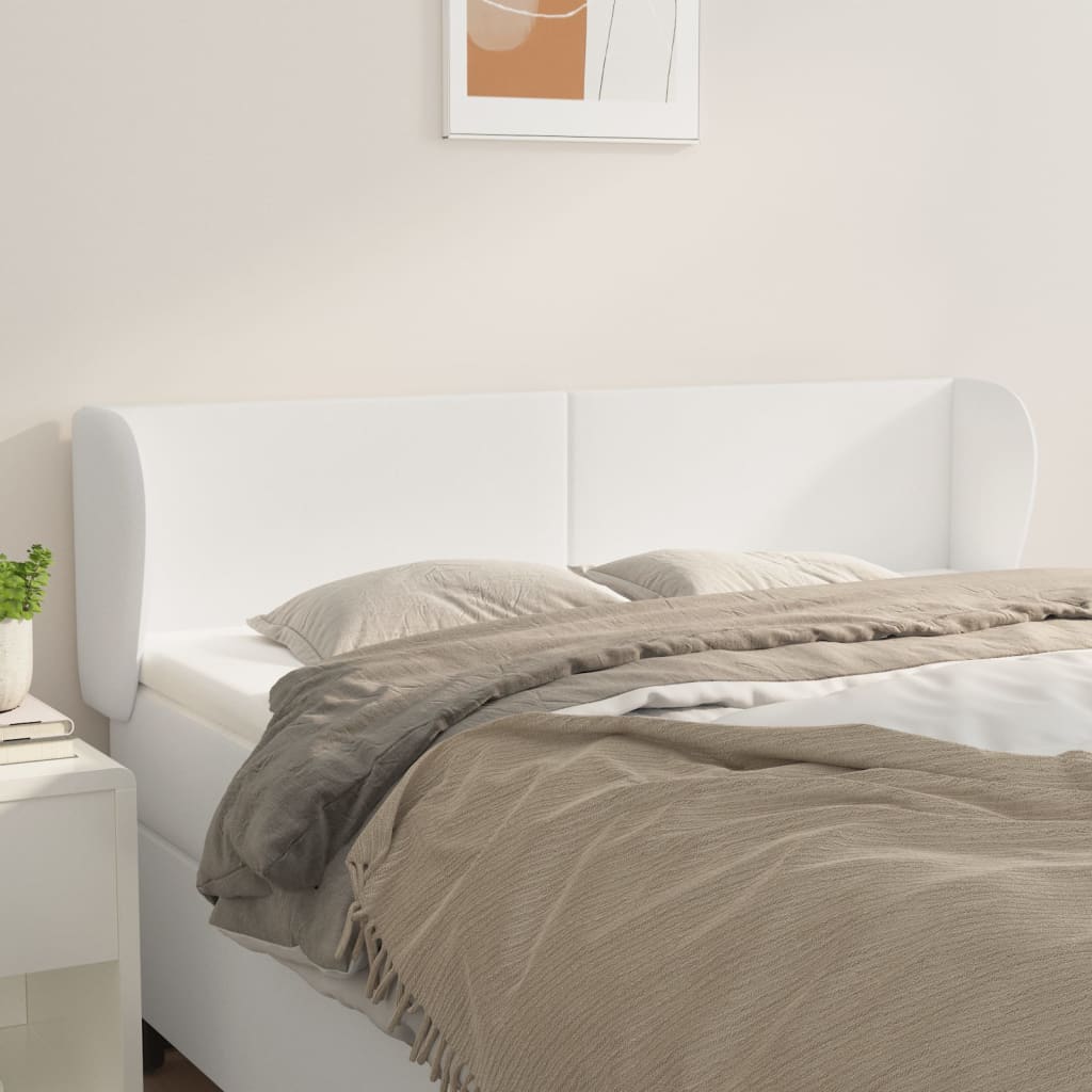 Hoofdbord met randen 147x23x78/88 cm kunstleer wit is nu te koop bij PeponiXL, paradijselijk wonen!