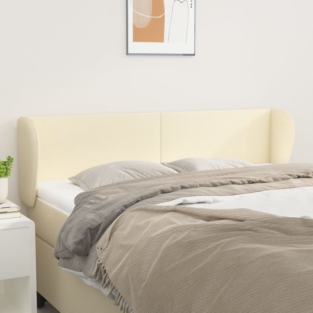 Hoofdbord met randen 147x23x78/88 cm kunstleer crèmekleurig is nu te koop bij PeponiXL, paradijselijk wonen!