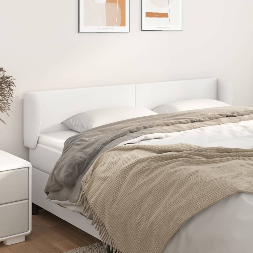Hoofdbord met randen 203x23x78/88 cm kunstleer wit is nu te koop bij PeponiXL, paradijselijk wonen!