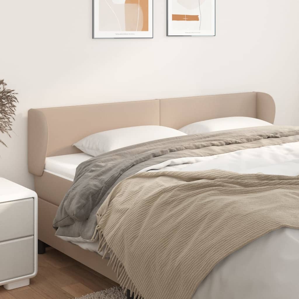 Hoofdbord met randen 203x23x78/88 cm kunstleer cappuccinokleur is nu te koop bij PeponiXL, paradijselijk wonen!