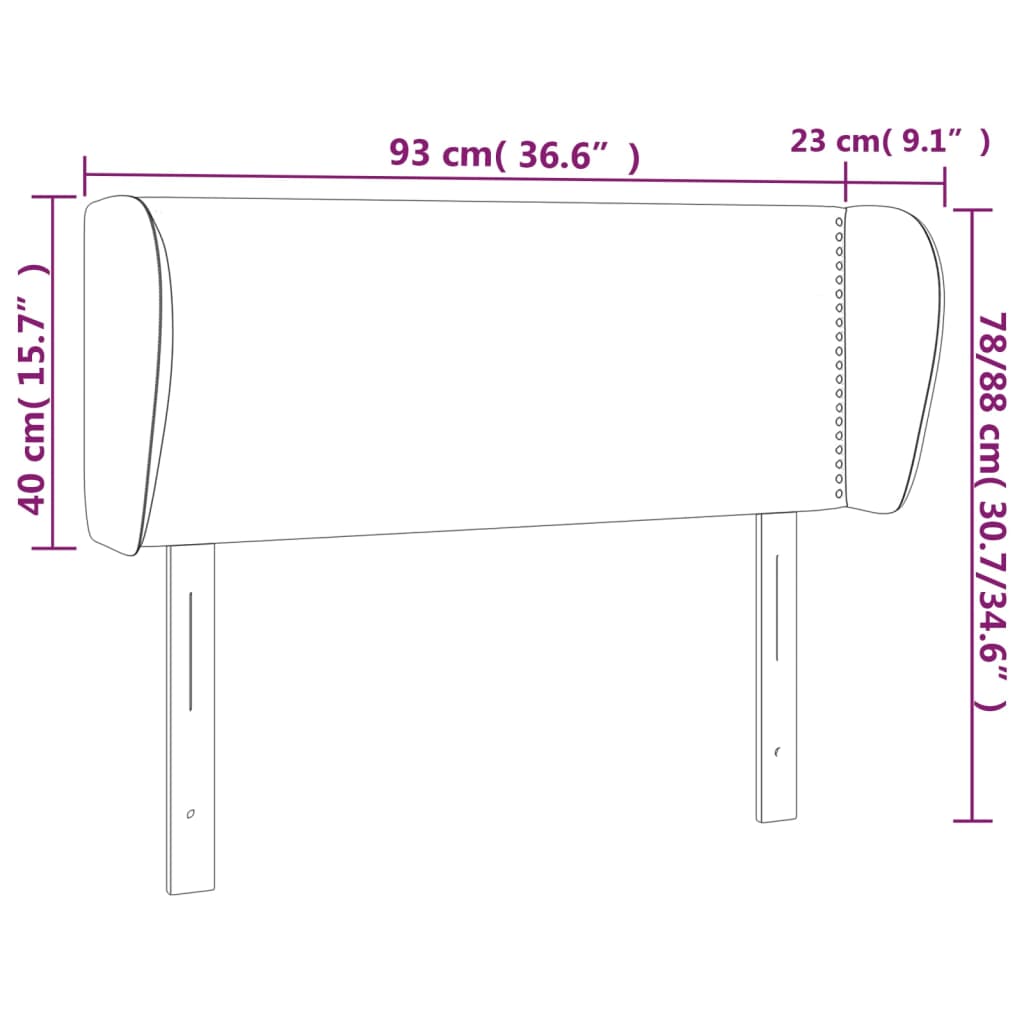 Hoofdbord met randen 93x23x78/88 cm fluweel lichtgrijs is nu te koop bij PeponiXL, paradijselijk wonen!