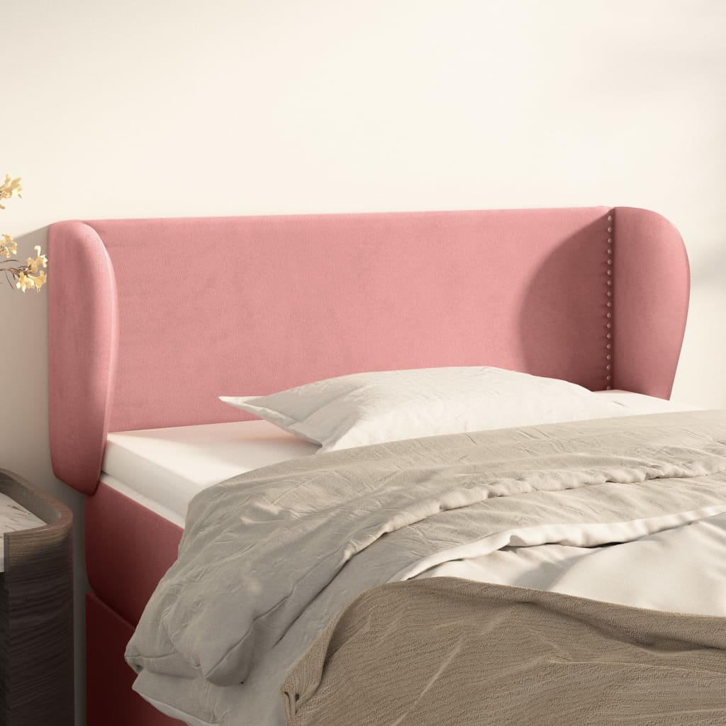 Hoofdbord met randen 103x23x78/88 cm fluweel roze is nu te koop bij PeponiXL, paradijselijk wonen!