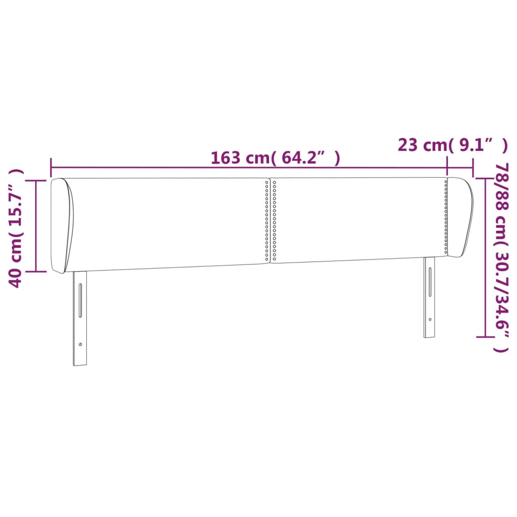 Hoofdbord met randen 163x23x78/88 cm fluweel donkergrijs is nu te koop bij PeponiXL, paradijselijk wonen!