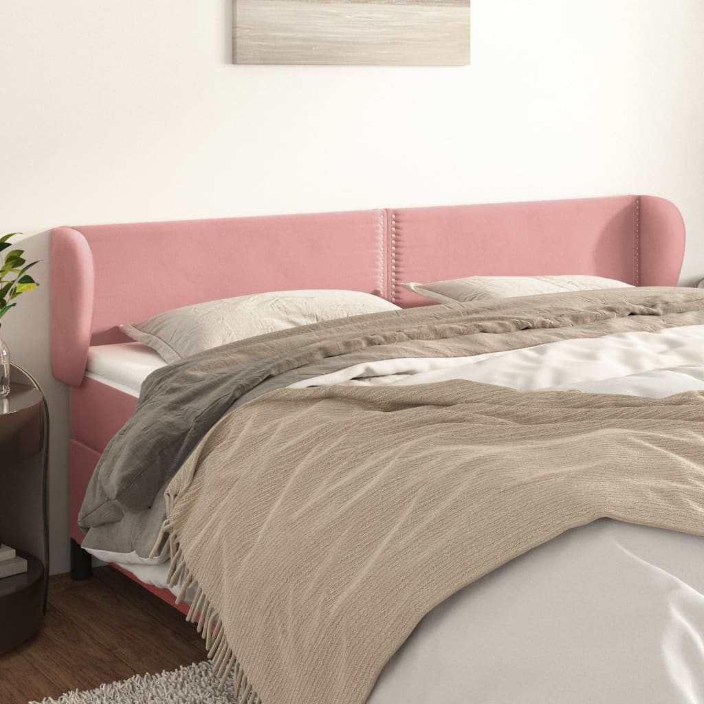 Hoofdbord met randen 163x23x78/88 cm fluweel roze is nu te koop bij PeponiXL, paradijselijk wonen!