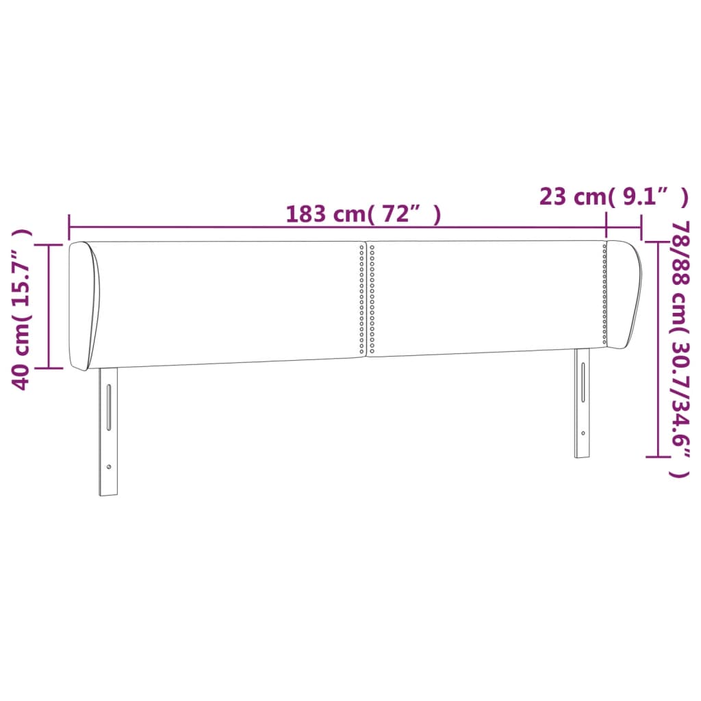 Hoofdbord met randen 183x23x78/88 cm fluweel donkergrijs is nu te koop bij PeponiXL, paradijselijk wonen!