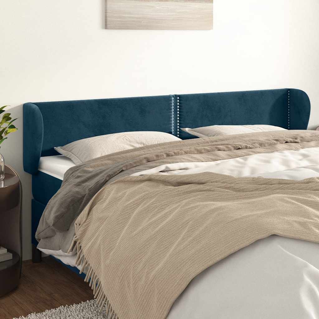Hoofdbord met randen 183x23x78/88 cm fluweel donkerblauw is nu te koop bij PeponiXL, paradijselijk wonen!