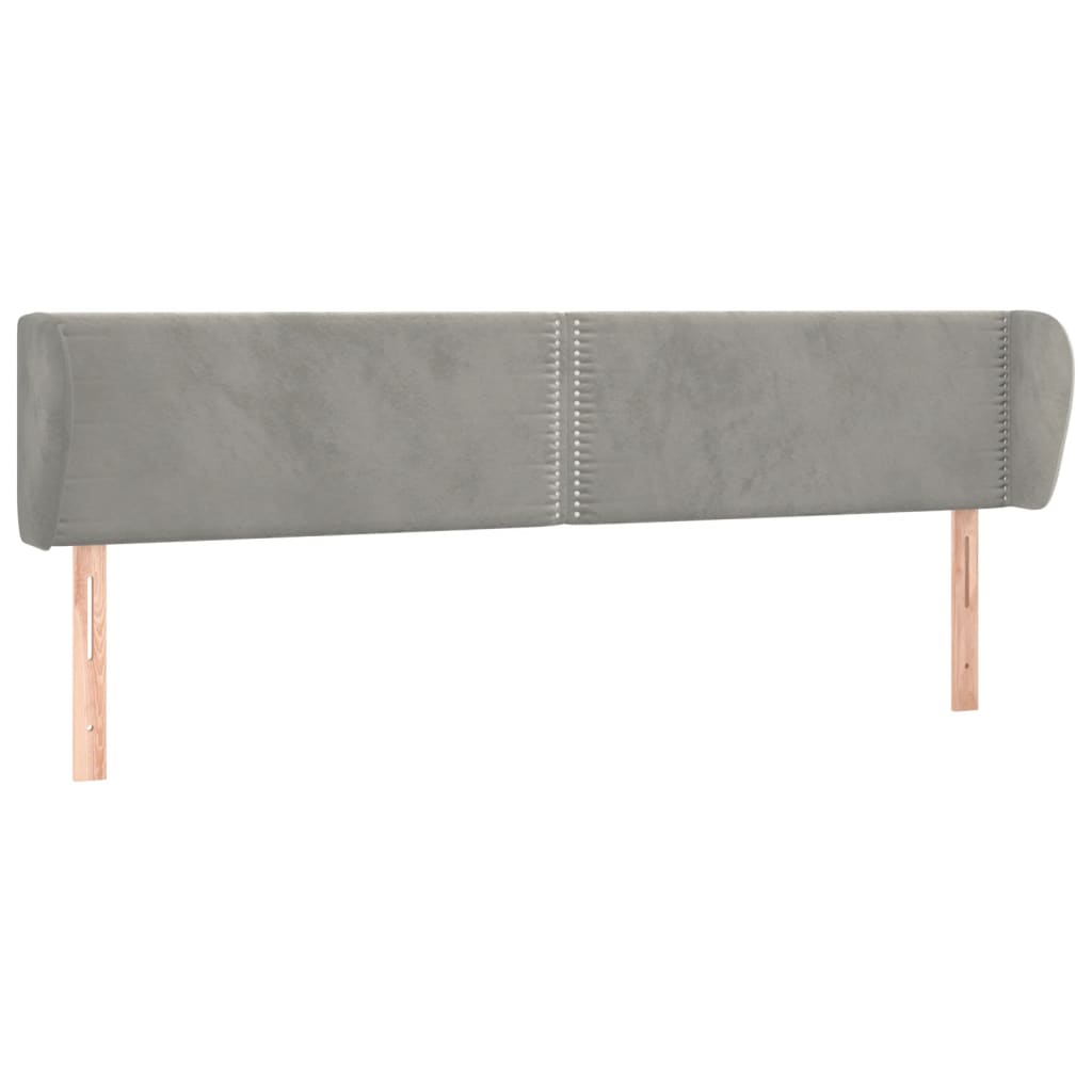 Hoofdbord met randen 203x23x78/88 cm fluweel lichtgrijs is nu te koop bij PeponiXL, paradijselijk wonen!