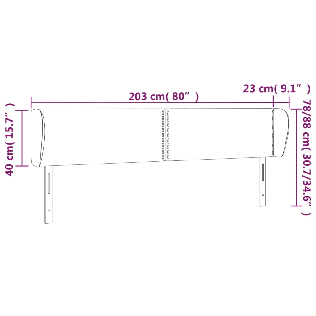 Hoofdbord met randen 203x23x78/88 cm fluweel lichtgrijs is nu te koop bij PeponiXL, paradijselijk wonen!
