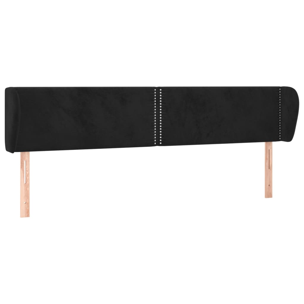 Hoofdbord met randen 203x23x78/88 cm fluweel zwart is nu te koop bij PeponiXL, paradijselijk wonen!