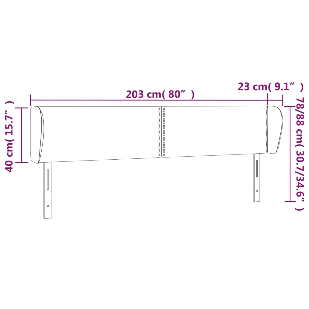 Hoofdbord met randen 203x23x78/88 cm fluweel donkerblauw is nu te koop bij PeponiXL, paradijselijk wonen!
