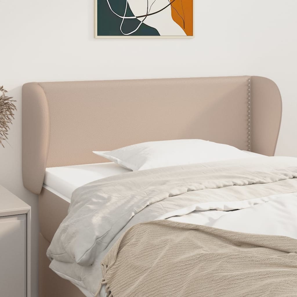 Hoofdbord met randen 83x23x78/88 cm kunstleer cappuccinokleur is nu te koop bij PeponiXL, paradijselijk wonen!