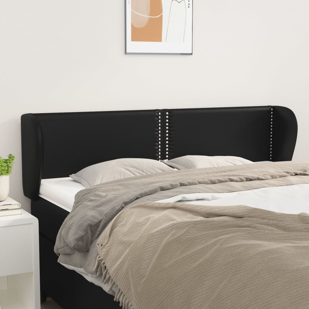 Hoofdbord met randen 147x23x78/88 cm kunstleer zwart is nu te koop bij PeponiXL, paradijselijk wonen!