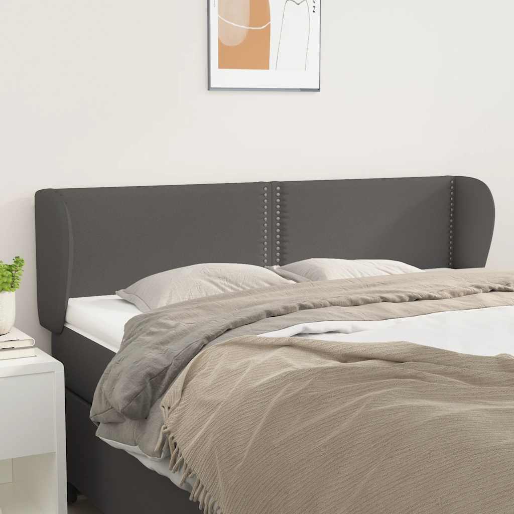 Hoofdbord met randen 147x23x78/88 cm kunstleer grijs is nu te koop bij PeponiXL, paradijselijk wonen!