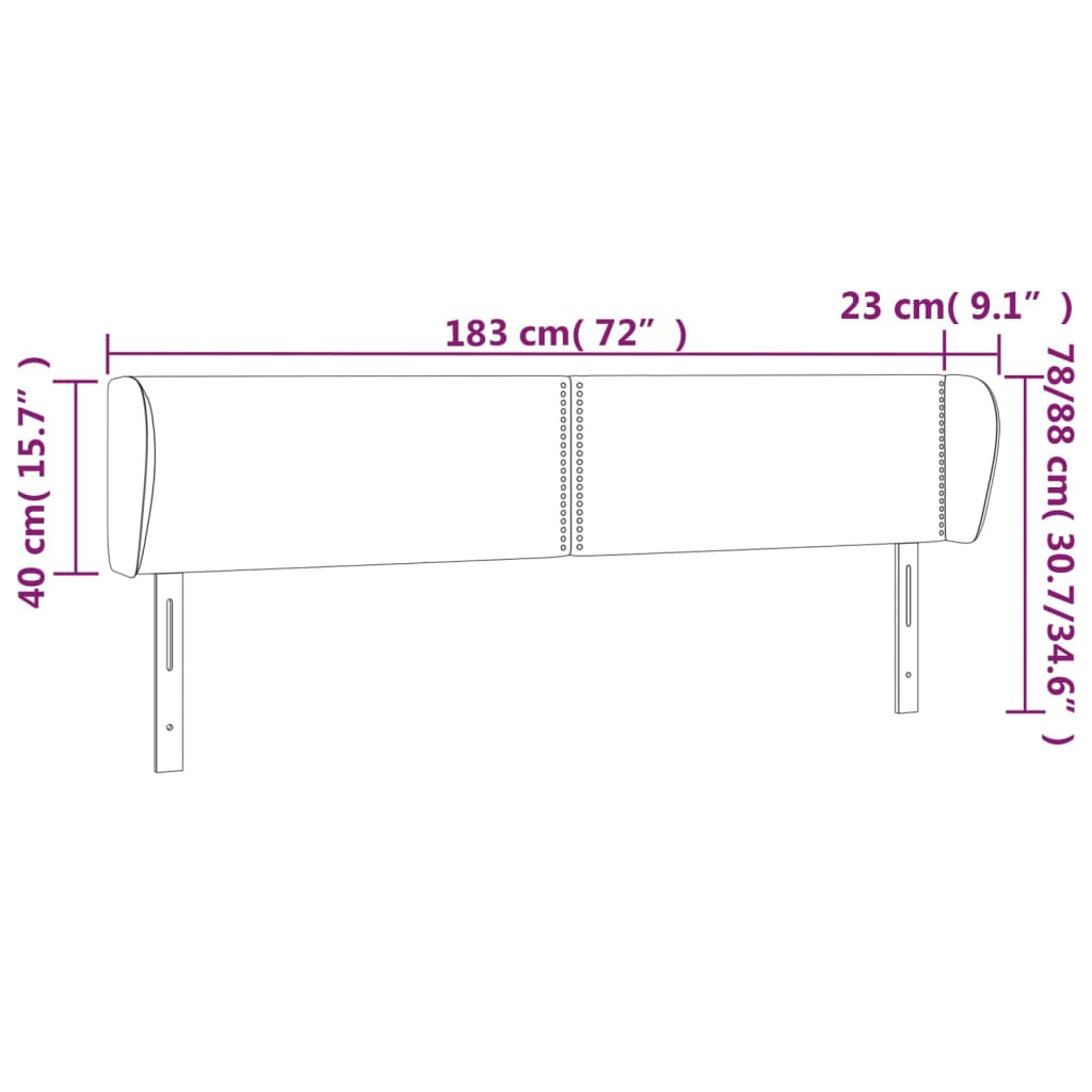 Hoofdbord met randen 183x23x78/88 cm kunstleer grijs is nu te koop bij PeponiXL, paradijselijk wonen!