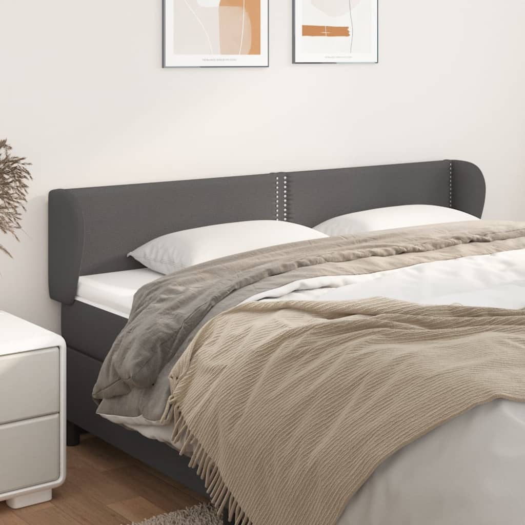 Hoofdbord met randen 203x23x78/88 cm kunstleer grijs is nu te koop bij PeponiXL, paradijselijk wonen!