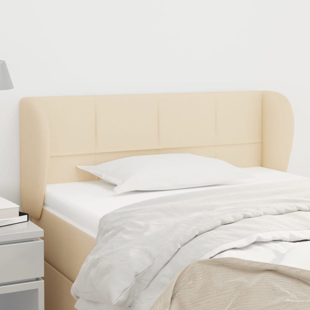Hoofdbord met randen 93x23x78/88 cm stof crèmekleurig is nu te koop bij PeponiXL, paradijselijk wonen!